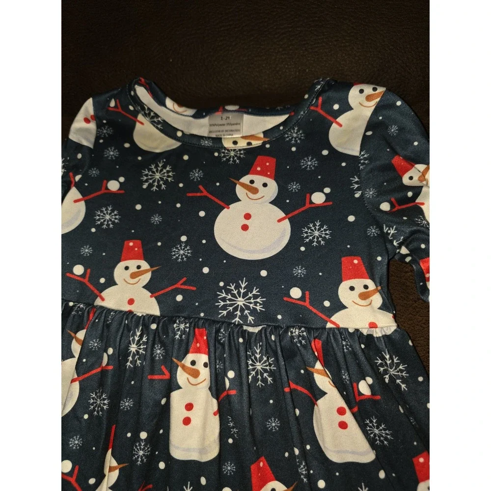 Boutique winter snowman with fez dress size 1‎ 2 years 12 18 24 months
